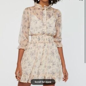 Maje Nude Blue Floral  Women's Rythonie Dress Size EU 34 / US Small